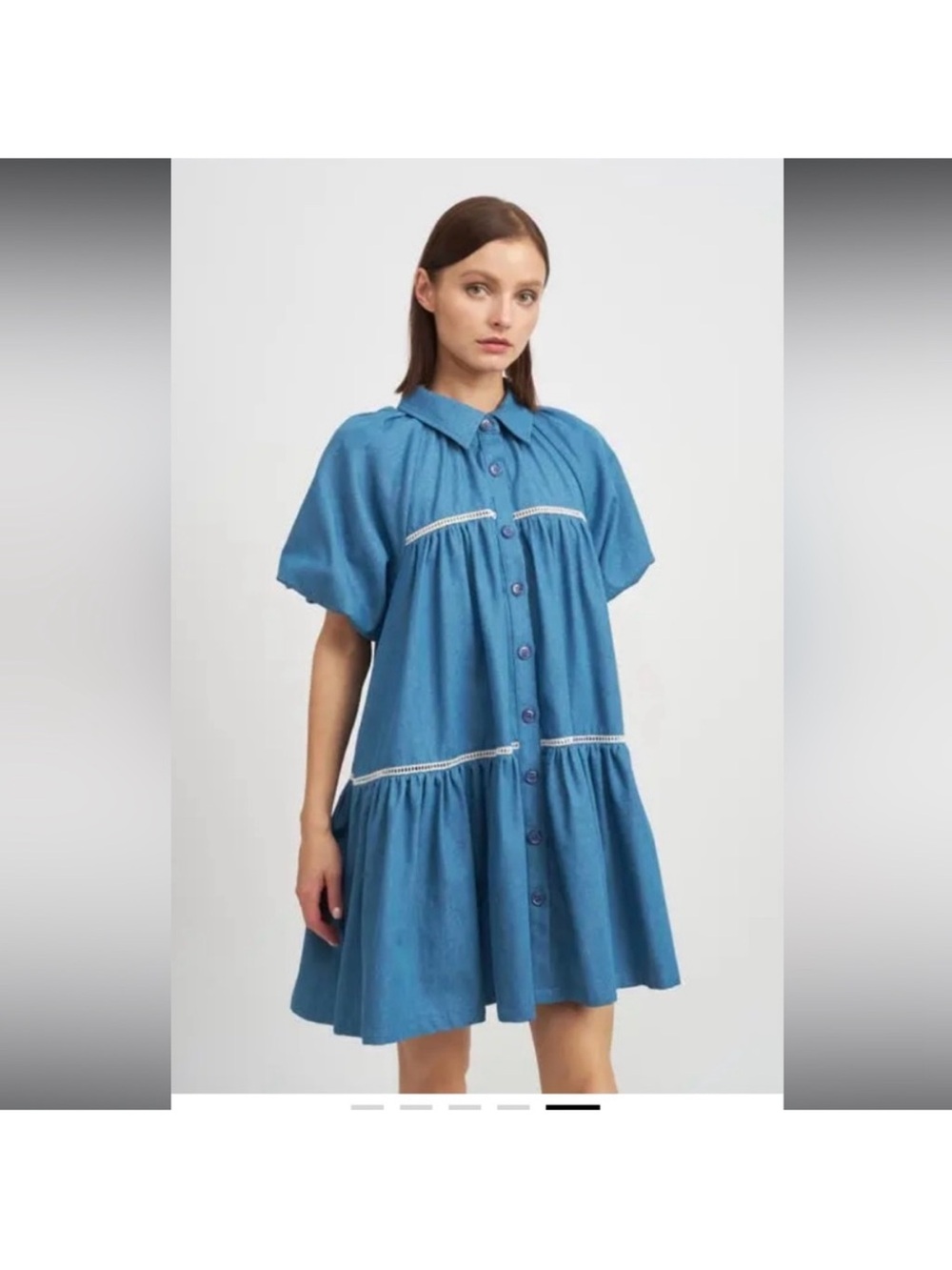 New EN SAISON NWOT Tiered Cotton Button- Down Dress